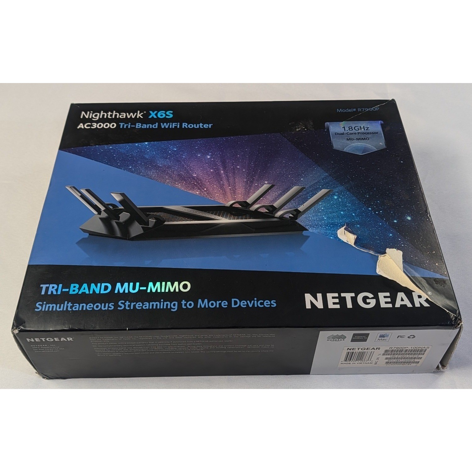 NETGEAR Nighthawk X6S AC3000 Tri-Band WiFi Router R7900P MU-MIMO Black