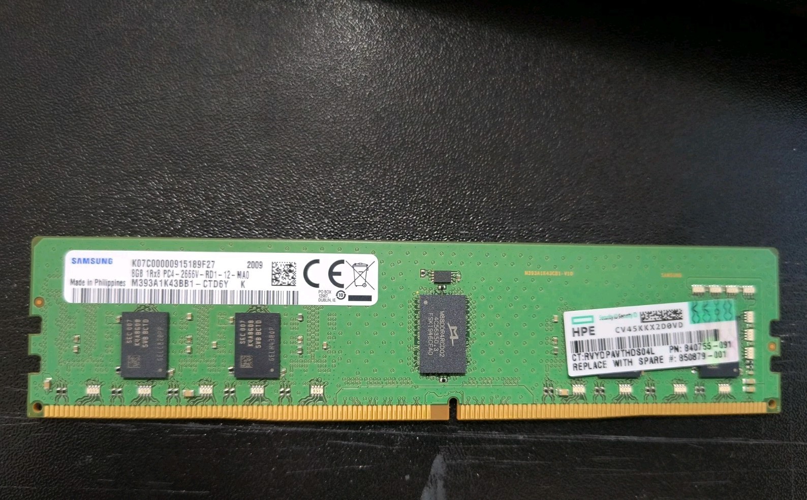 815097-B21 850879-001 840755-091 8GB 1Rx8 PC4-2666V HPE Genuine Smart Memory