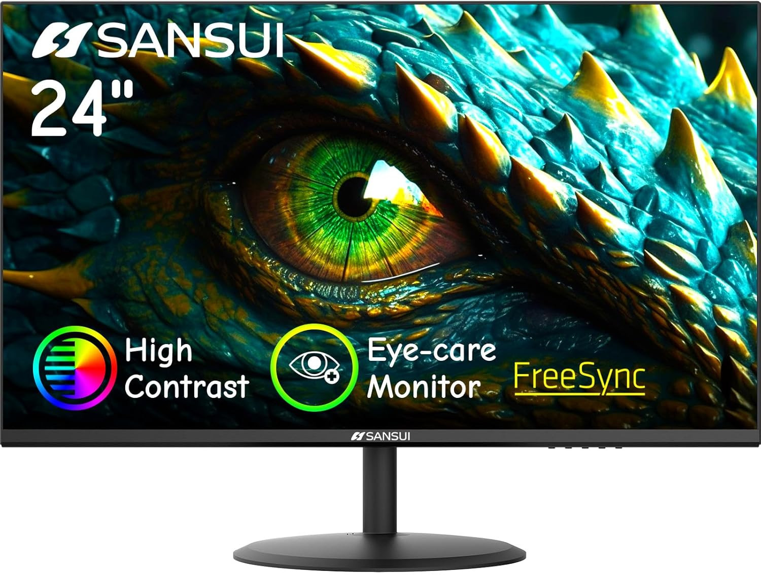 24" Eye Care 1080P Monitor with HDMI/VGA, 178° Viewing Angle, VESA