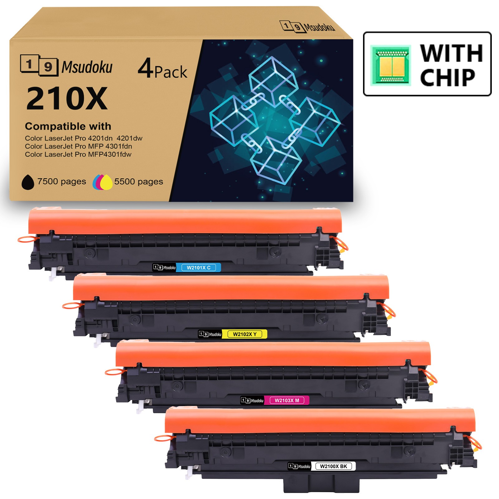 4PK W2100A 210A W2100X 210X Toner for HP 4201dn 4201dw MFP 4301fdn 4301fdw