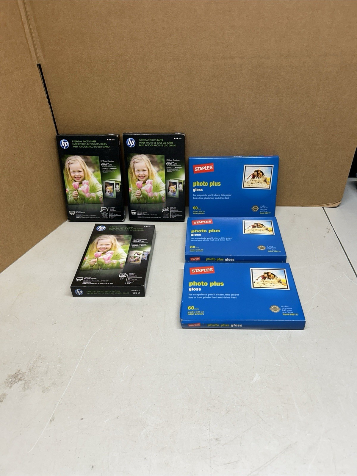 Lot Of 6 Packs Of 4x6 Glossy Photo Paper HP & Staples Read 3 Sealed 3 Open