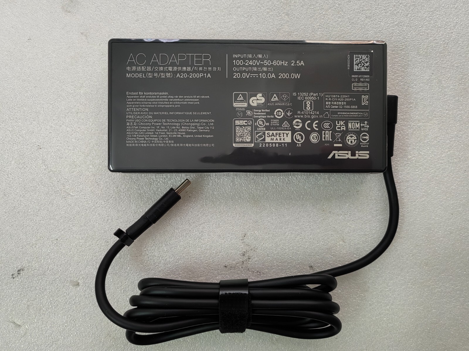 A20-200P1A For ASUS ROG Flow Z13(2025) GZ302EA 200W 20V 10A Adapter Original NEW