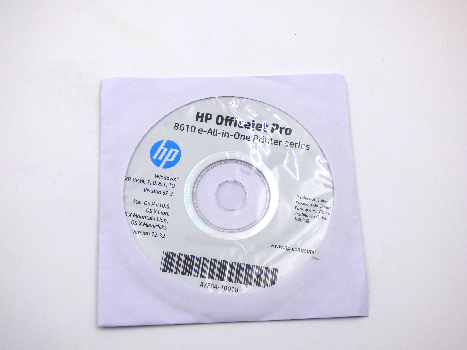 HP OEM Drivers & Software CD Disc A7F64-10018 From Officejet Pro 8610 - A7F64A