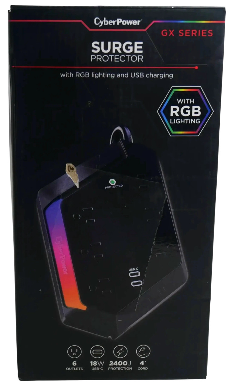  CyberPower GXS604C2 6-Outlet RGB Surge Protector