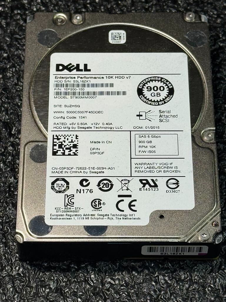 Dell 3P3DF ST900MM0007 900GB 10K RPM 64MB Cache 6Gb/s SAS 2.5" HDD