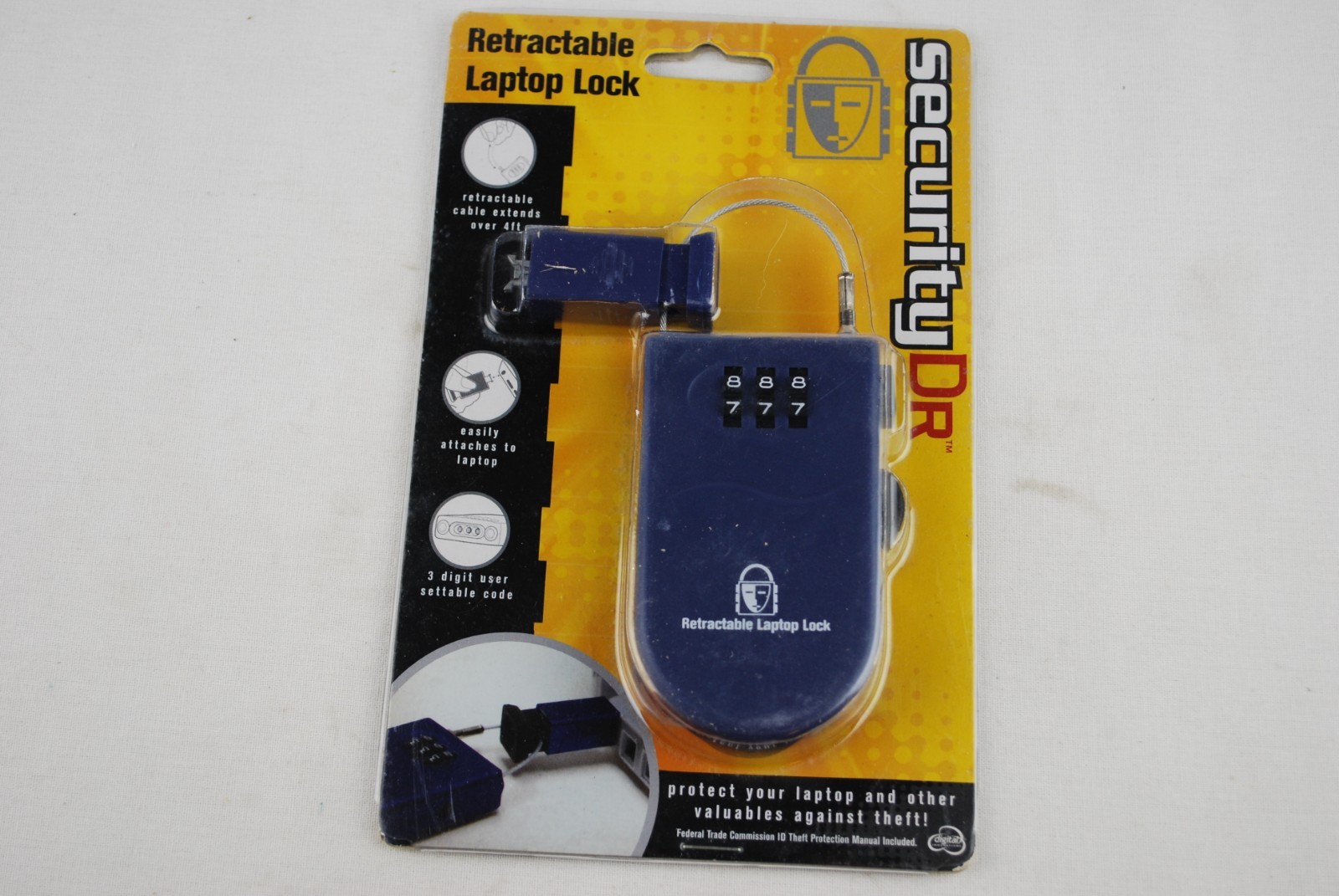 SECURITY DR. RETRACTABLE LAPTOP LOCK, NEW, SEALED