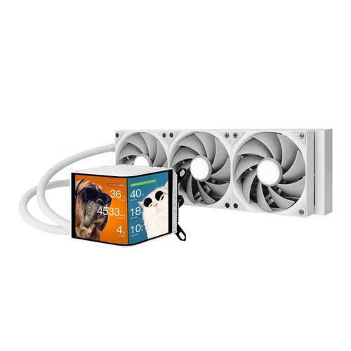TRYX Panorama 360 Muti-Compatible AMOLED L-Shaped Cooler(White) L-P360N-DS3M-G0W