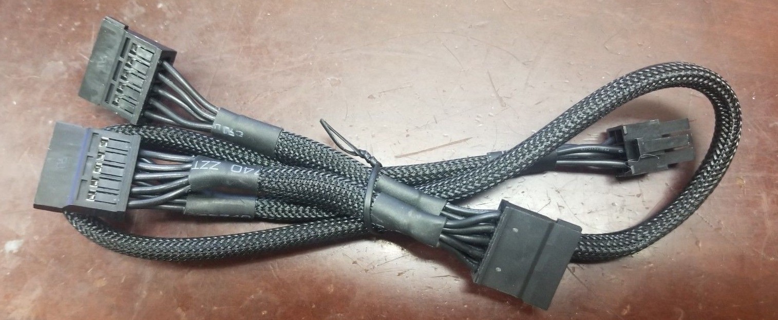 New EVGA 6 Pin to 3 SATA G2 P2 Power Supply Cable Black