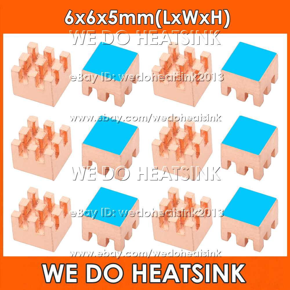 Pure Copper 6x6x5mm Smallest Tiny Square Copper Heatsink Radiator Cooler