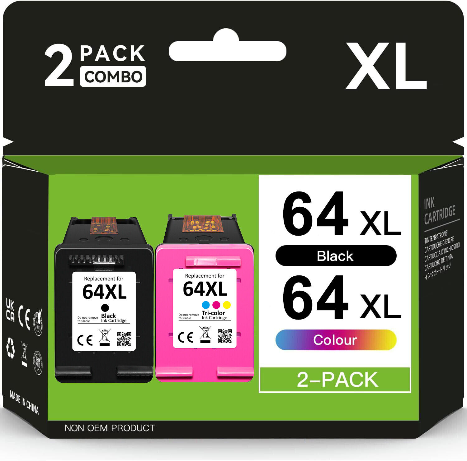 2 Pack 64 XL Ink Cartridge Combo for HP ENVY Photo 6252 6255 7155 7855 6220 6230