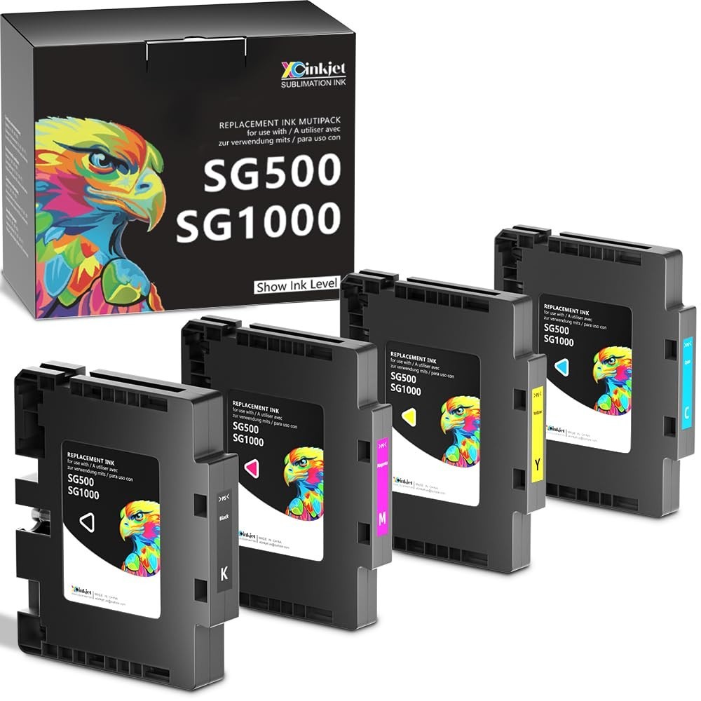 Xcinkjet Sublimation Ink Cartridge 4-Pack for Sawgrass SG500 SG1000 BK C M Y