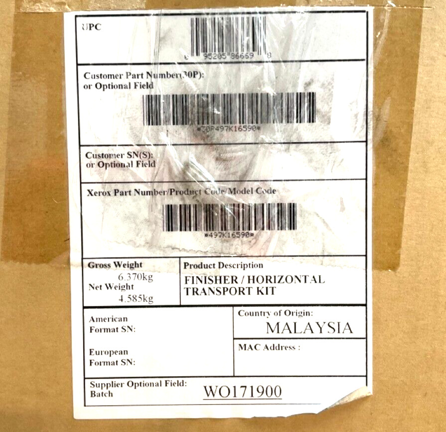 Xerox Horizontal Transport Kit AltaLink B8000 497K16590 🇺🇸✨🇺🇸✨