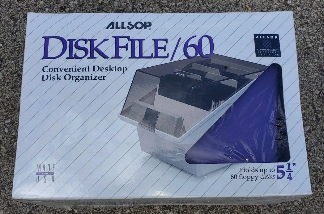 Allsop Disk File 60 💾 5.25" Floppy Disk Storage Case Organizer NEW SEALED VINTG