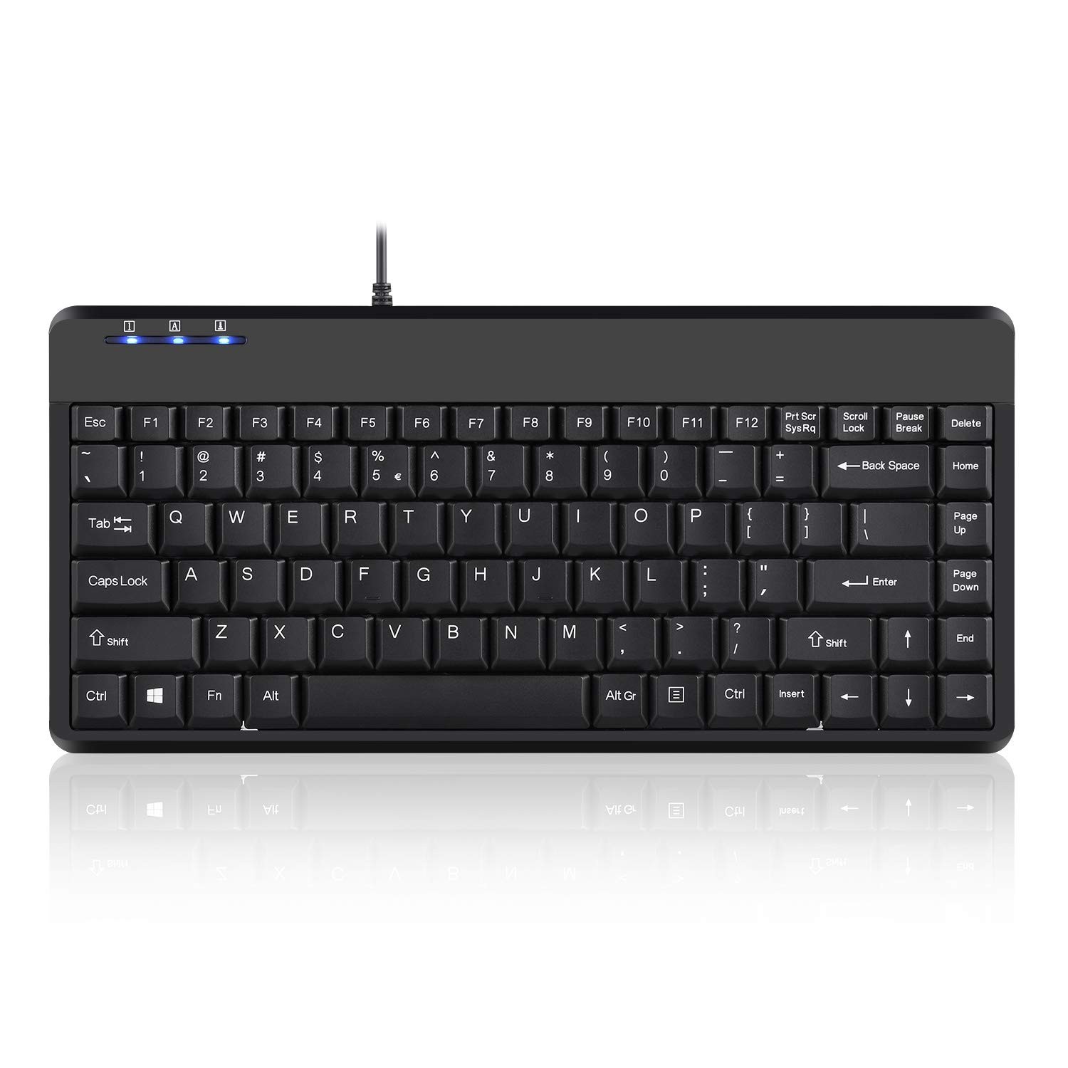 Perixx PERIBOARD-409H Wired USB Mini Keyboard with mini Name With Hubs, Black