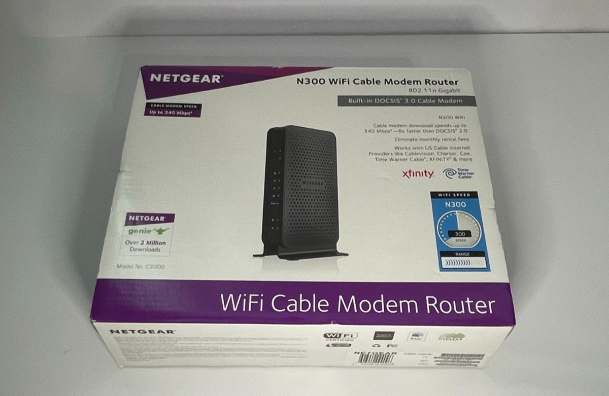 NETGEAR C3000 N300 Cable Modem Router DOCSIS 3 Open Box Xfinity