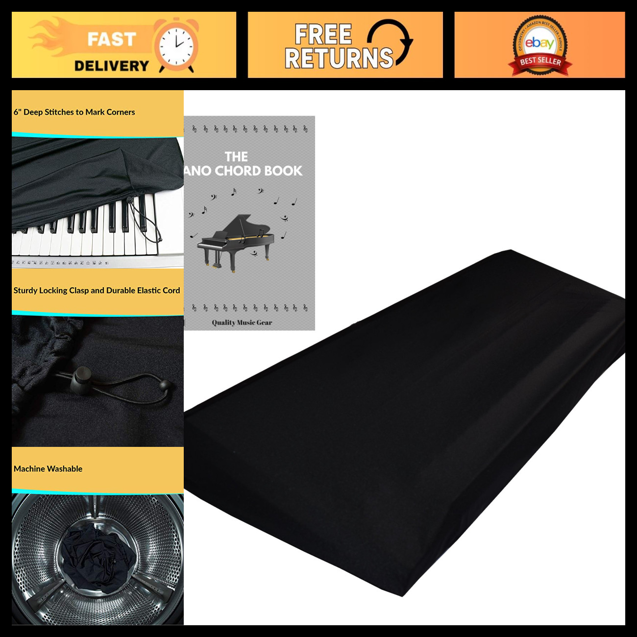 Stretchable Keyboard Dust Cover for 61/76 Key Digital Pianos & Consoles - Adjust
