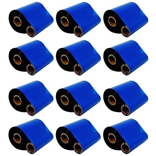 12 Count Thermal Wax Ribbon 4.33" x 1476', 1" Core for Desktop Printer