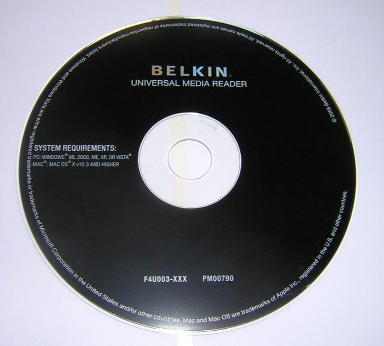 Belkin Universal Flash Media Reader F4U003 Drivers Install CD-ROM Windows Mac