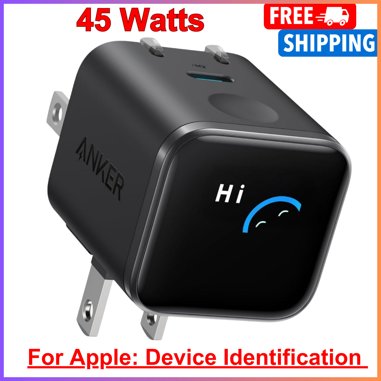 Smart Display Charger, Anker Nano 45W Fast Charging USB C Charger 180° Foldable