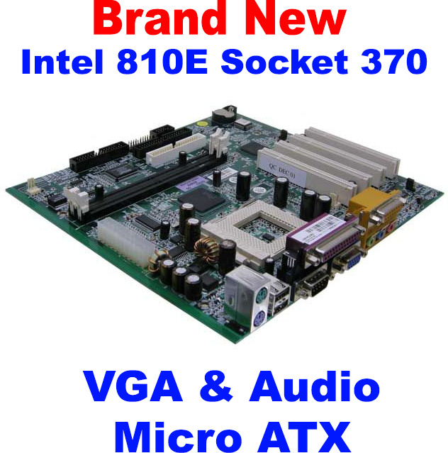 NEW Socket 370 Motherboard Micro-ATX Form Factor Intel 810E Chipset VGA Audio