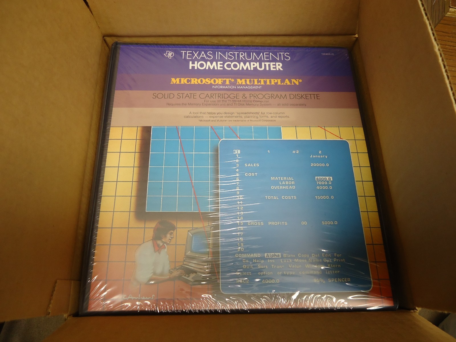 NEW NOS TI-99/4A MICROSOFT MULTIPLAN SEALED IN ORIGINAL BOX PHM 3113