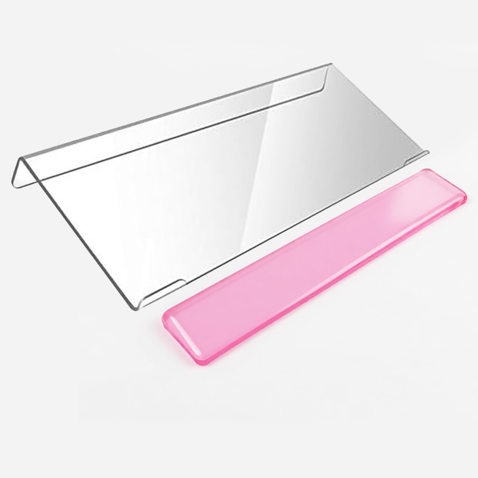 Acrylic Computer Keyboard Stand With Gel Wrist Rest Set Ergonomic Riser Pink