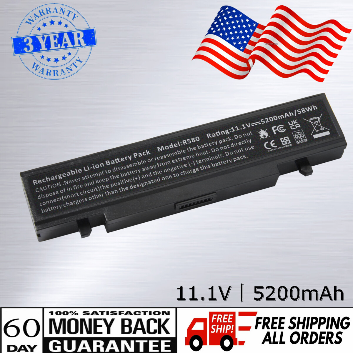 6 Cell Battery for Samsung AA-PB9NC6B AA-PB9NS6B R519 R428 R580 R780 R730 RV511
