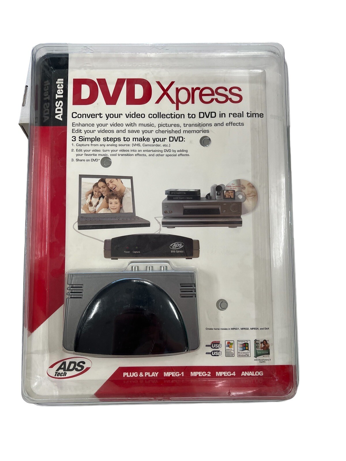 ADS Tech DVD Xpress Transfer Videotapes to CD / DVD USBAV-701-SK-E Save Memories