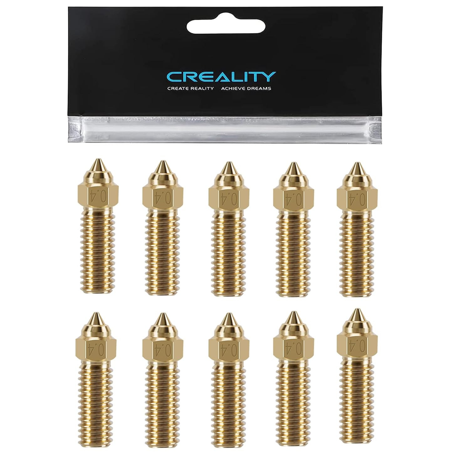 Creality 10PCS K1 Brass Nozzles Kit, 3D Printer 10PCS High Speed 0.4Mm Nozzles
