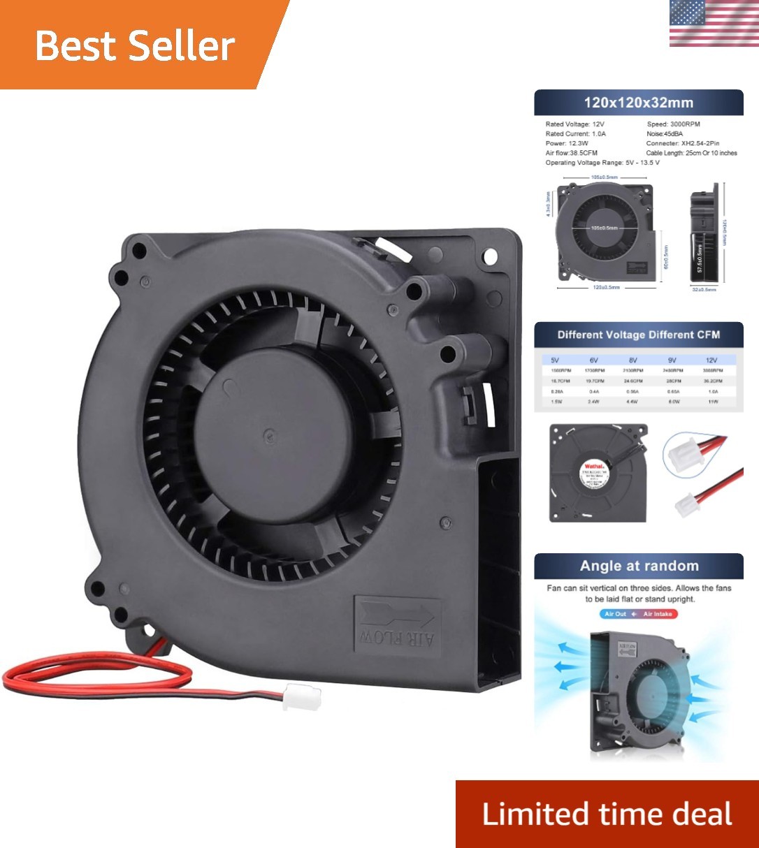 Compact 12V Cooling Blower Fan - Efficient & Quiet Operation for All Devices