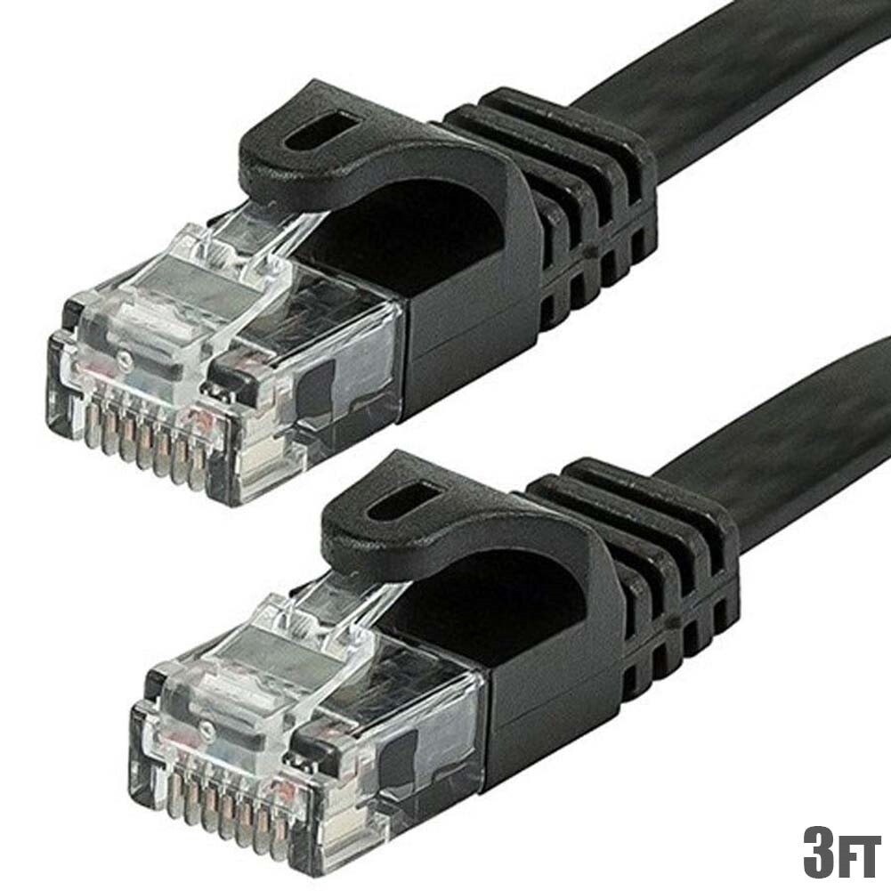 3FT Cat6 RJ45 Network LAN Ethernet FLAT UTP Patch Cable Cord 550MHz 30AWG Black