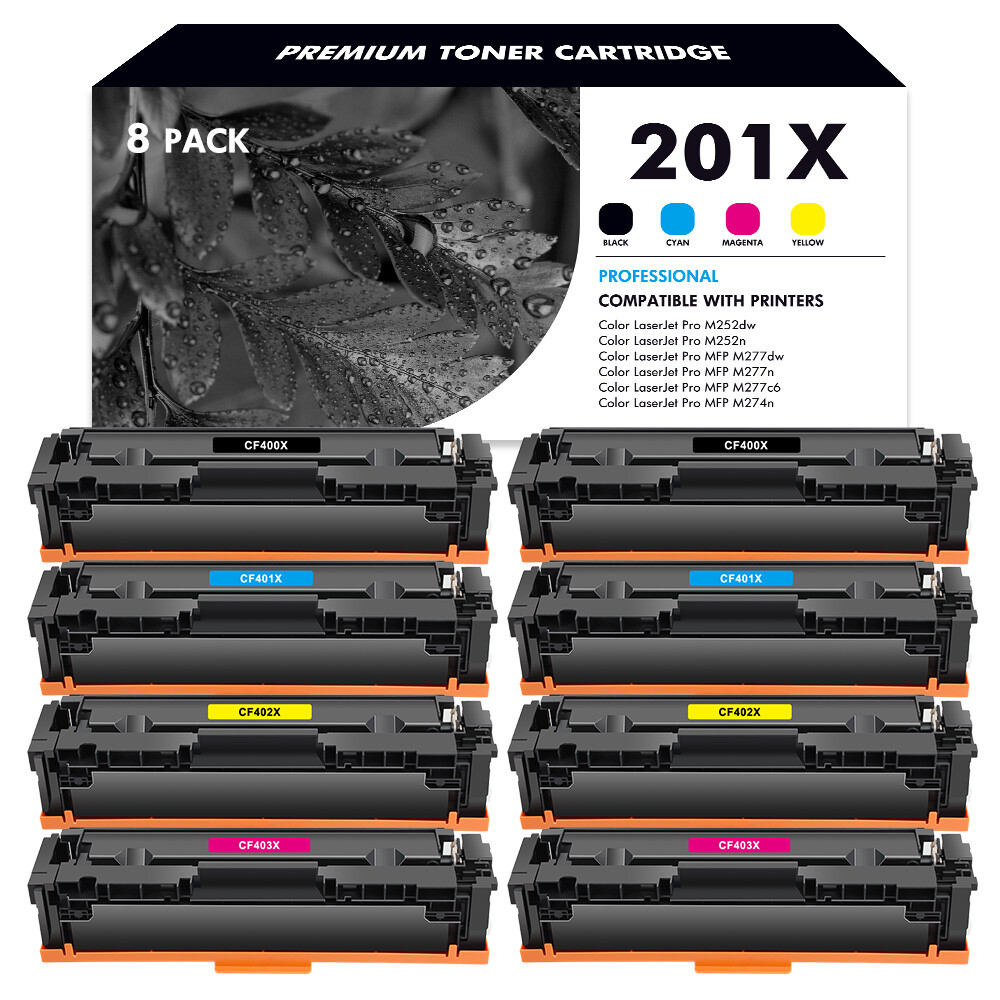 8PK CF400X Toner Set for HP 201X Color LaserJet Pro MFP M277dw M252dw M252 CF400