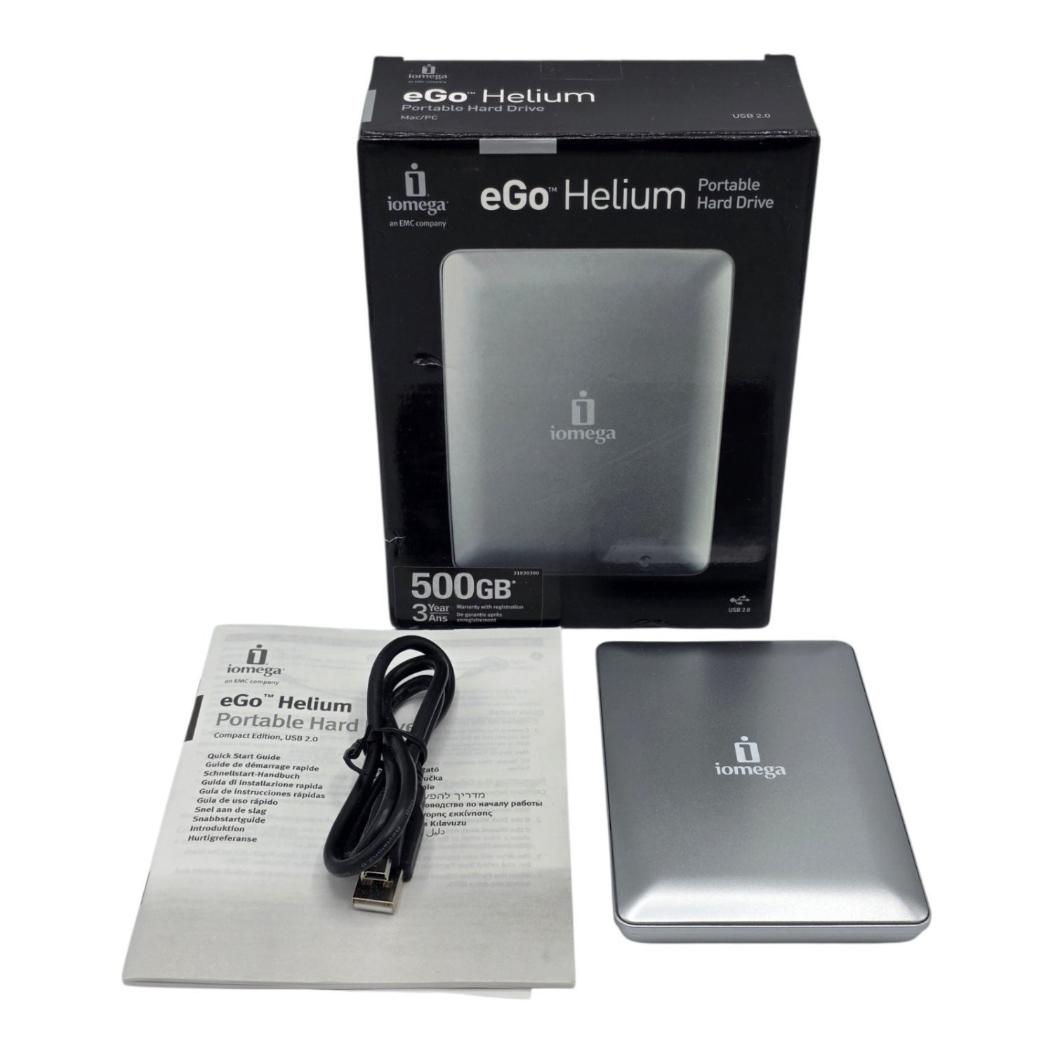 Iomega eGo Helium Portable Hard Drive external 500GB USB 2.0 interface
