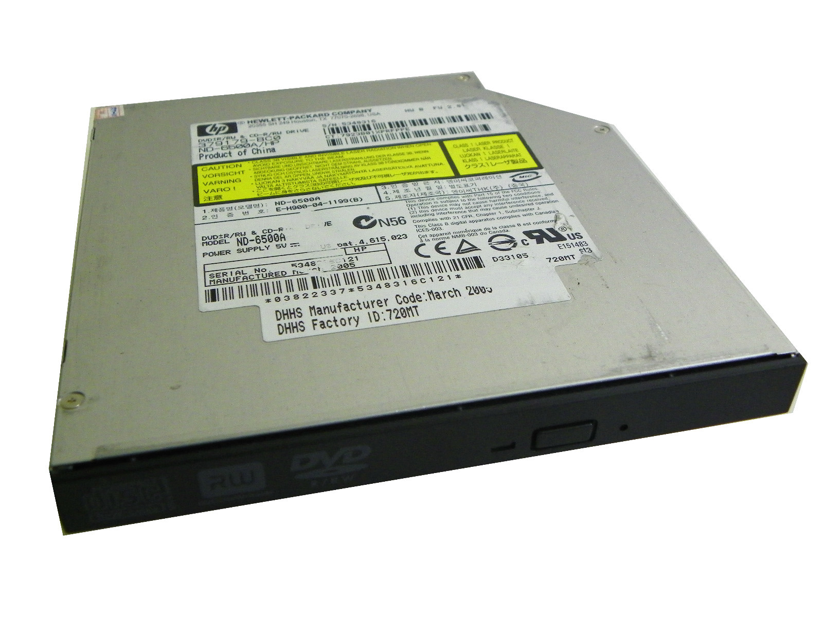 NEC ND-6500A Notebook IDE  8X DVD+R/RW Drive / Black