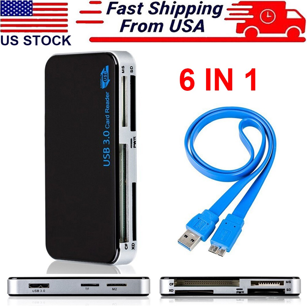 USB 3.0 Memory Card Reader Adapter 5GBPS Fit For CF/TF/SD/Micro SD/XD/M2/MS Card