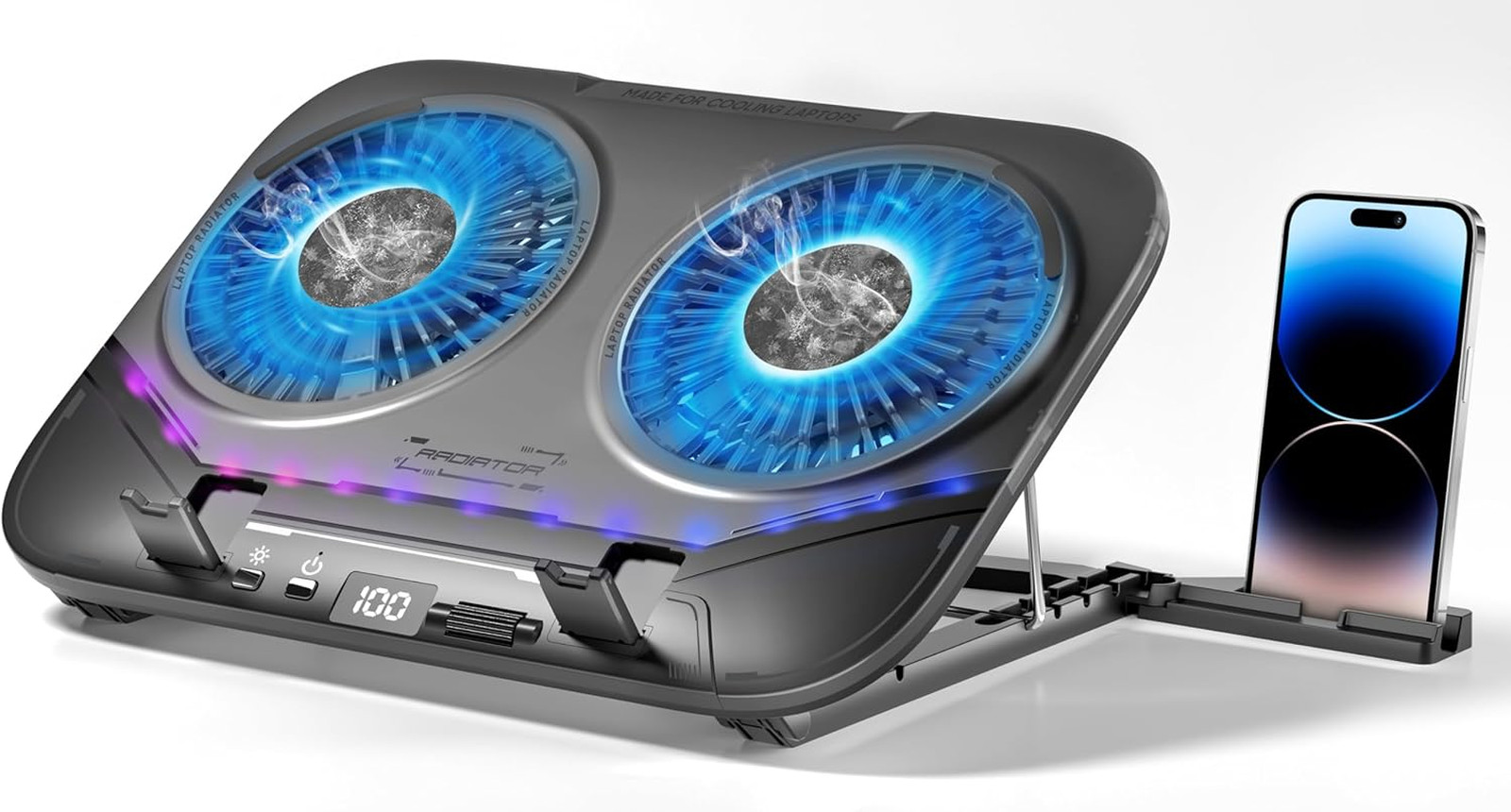 Laptop Cooling Pad with Dual TEC Fast-Chilling Technology 12-17 Inch adjustable