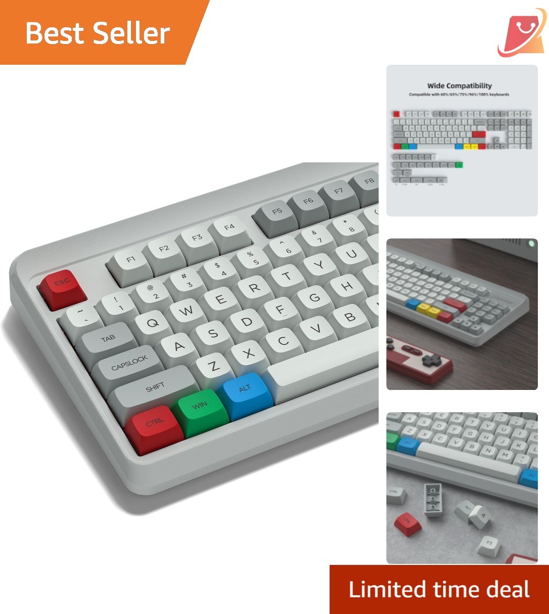 Retro Japanese Style Double Shot PBT Keycaps Set 131 Keys for Mechanical Keyb...