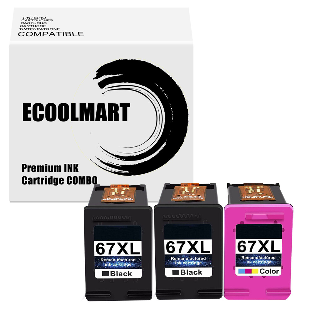 Remanufactured 3PK Ink replace for HP 67XL DeskJet 2732 2752 ENVY Pro 6452 6455