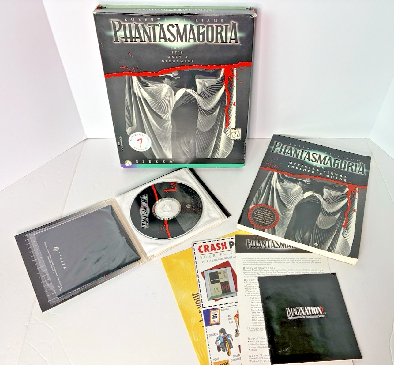 Phantasmagoria Big Box 7 Disc PC Computer Game CD WIN 95 Sierra Inserts Complete