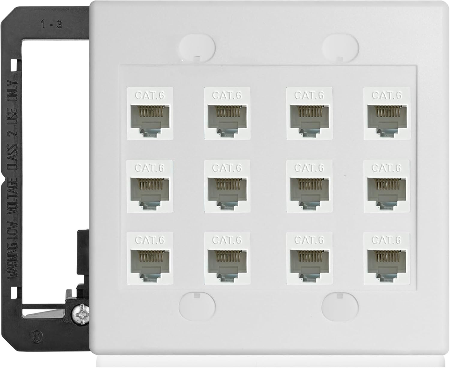 12 Port Ethernet Wall Plate White Cat6 Keystone Jack RJ45 Cables Inline Coupler