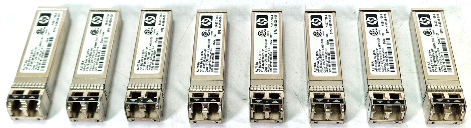 8x HP AJ718A 8G SFP+ FC SW 468508-001 Transceiver SFP 8Gb FTLF8528P2BNV-HP