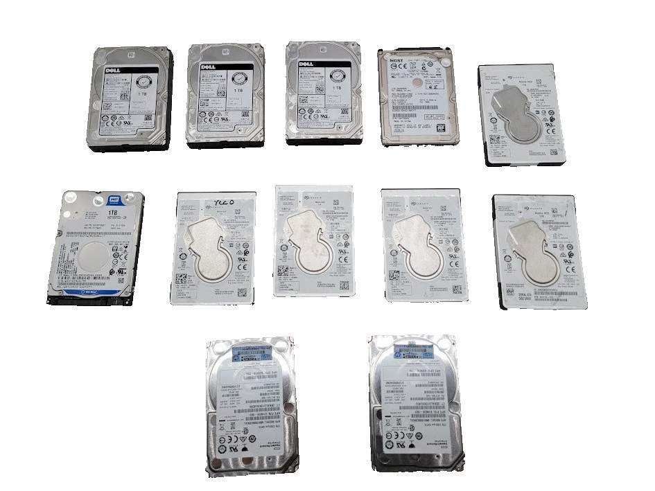 Lot of 12 HDD 1TB 2.5" SATA different brands check the description