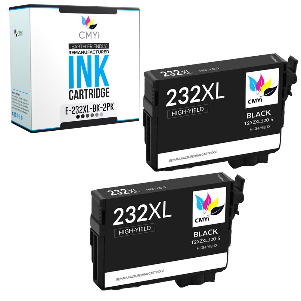 2-Pack CMYi Compatible T232XL Black Ink Cartridge for Epson WorkForce WF-2930