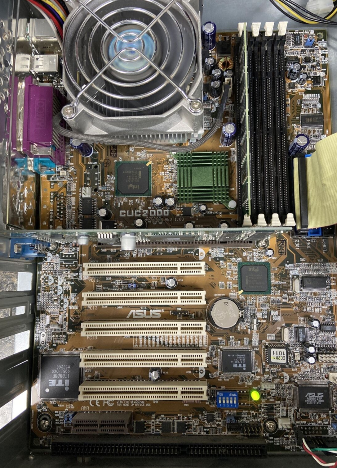 Vintage ASUS CUC2000 Motherbord, Intel PIII 1000, 512 RAM, nVidia AGP, Flawless