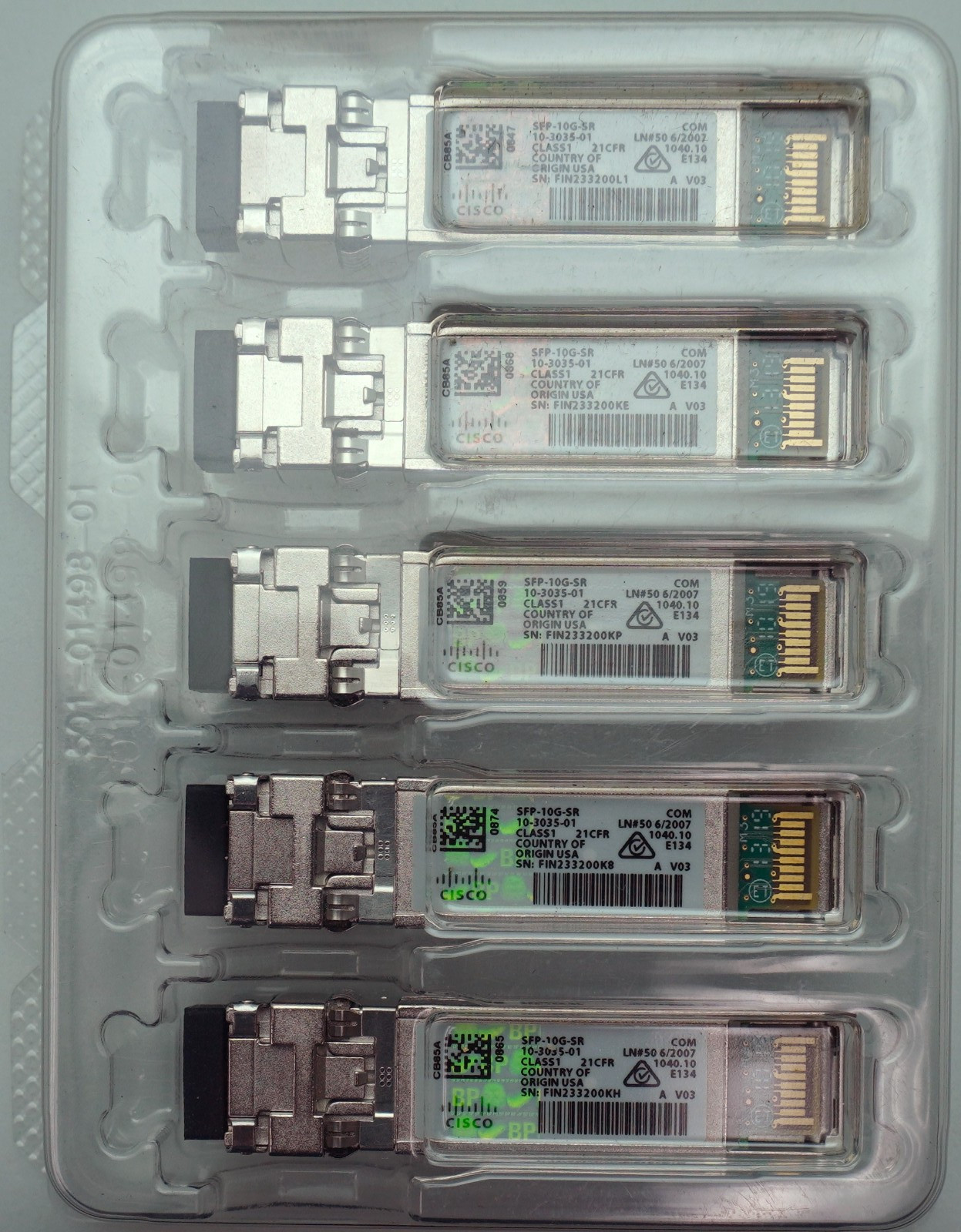 5-Pack Genuine Cisco SFP-10G-SR++ 10-3035-01 Transceiver Modules