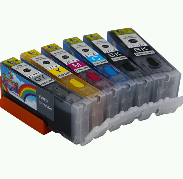 Full set six pack EDIBLE ink Canon PGI-270 CLI-271  MG 7720 gray color included