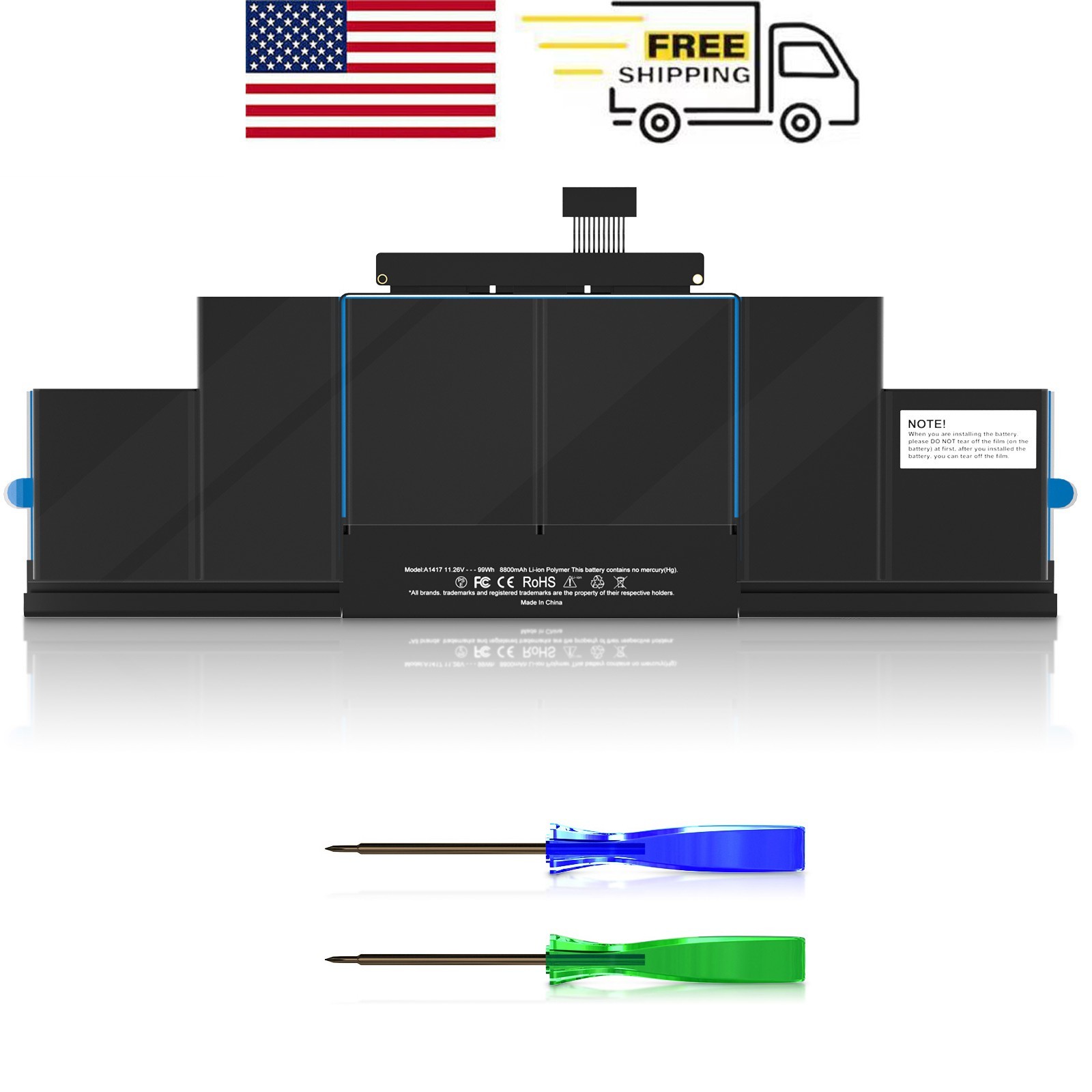 A1417 Replacement Battery for Apple MacBook Pro 15inch A1398 Mid 2012 Early 2013