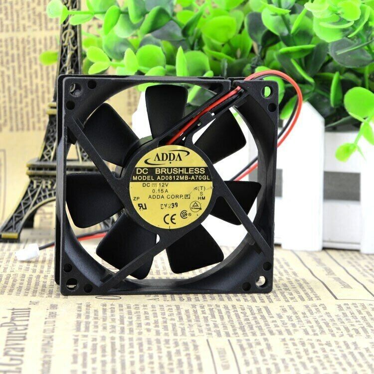 For ADDA AD0812MB-A70GL DC12V 0.15A 2 Pin 80x80x25mm Silent Case Cooling Fan