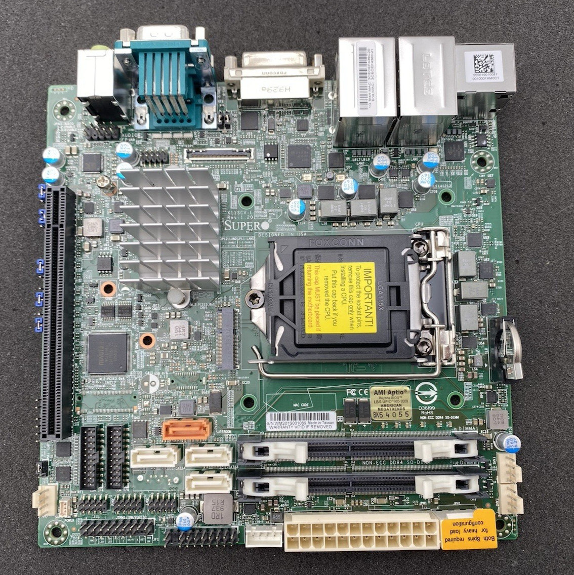 SuperMicro X11SCV-L Motherboard - Mini ITX CoffeeLake LGA1151 DDR SODIMM