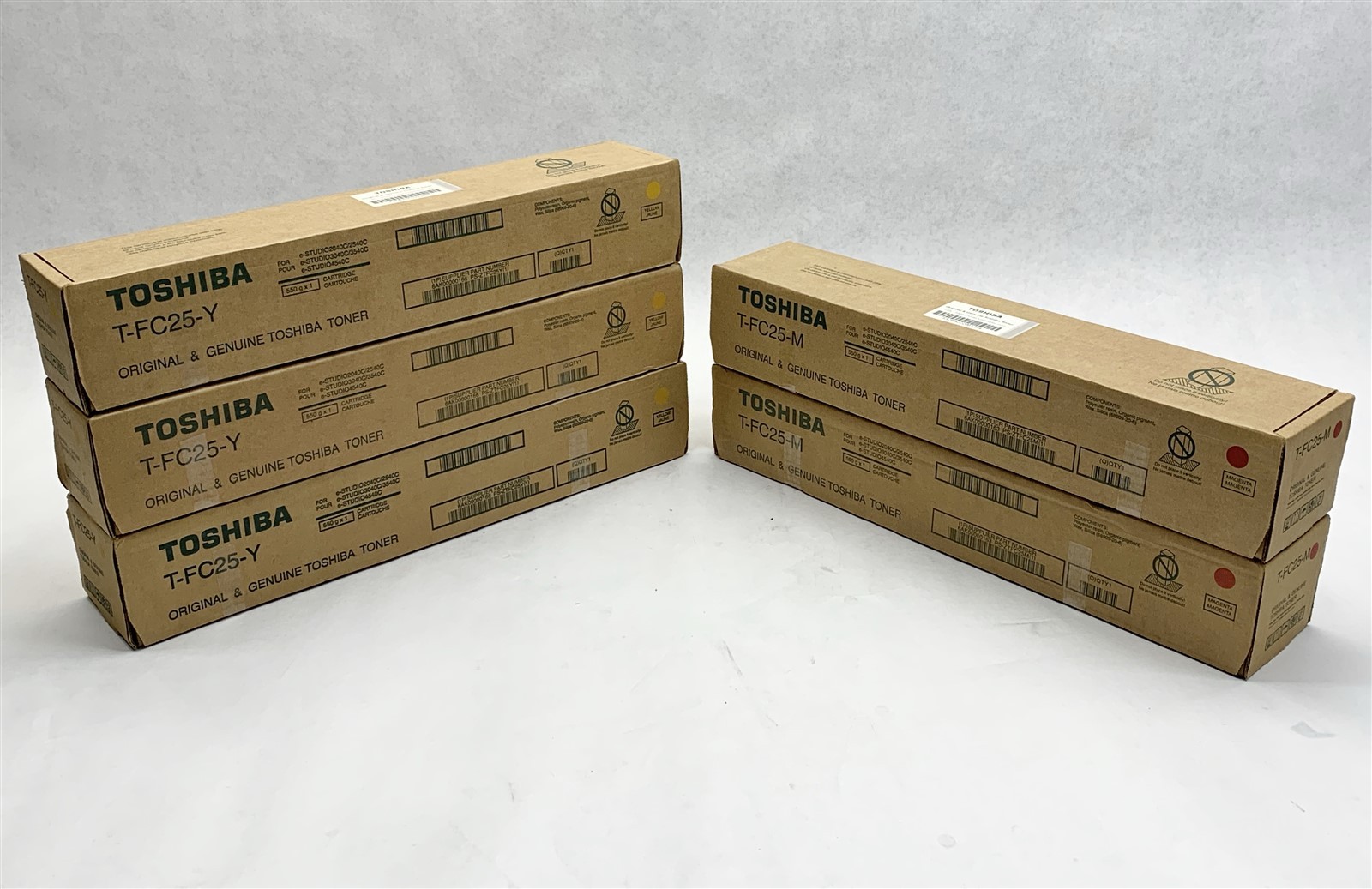 Toshiba 2*T-FC25-M Magenta 3*T-FC25-Y Yellow Toner Cartridge NEW Genuine Lot 5